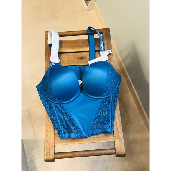 Victoria's Secret Corset Lace Push-Up 34B Very Sexy Collection Blue NWT - Picture 9 of 11